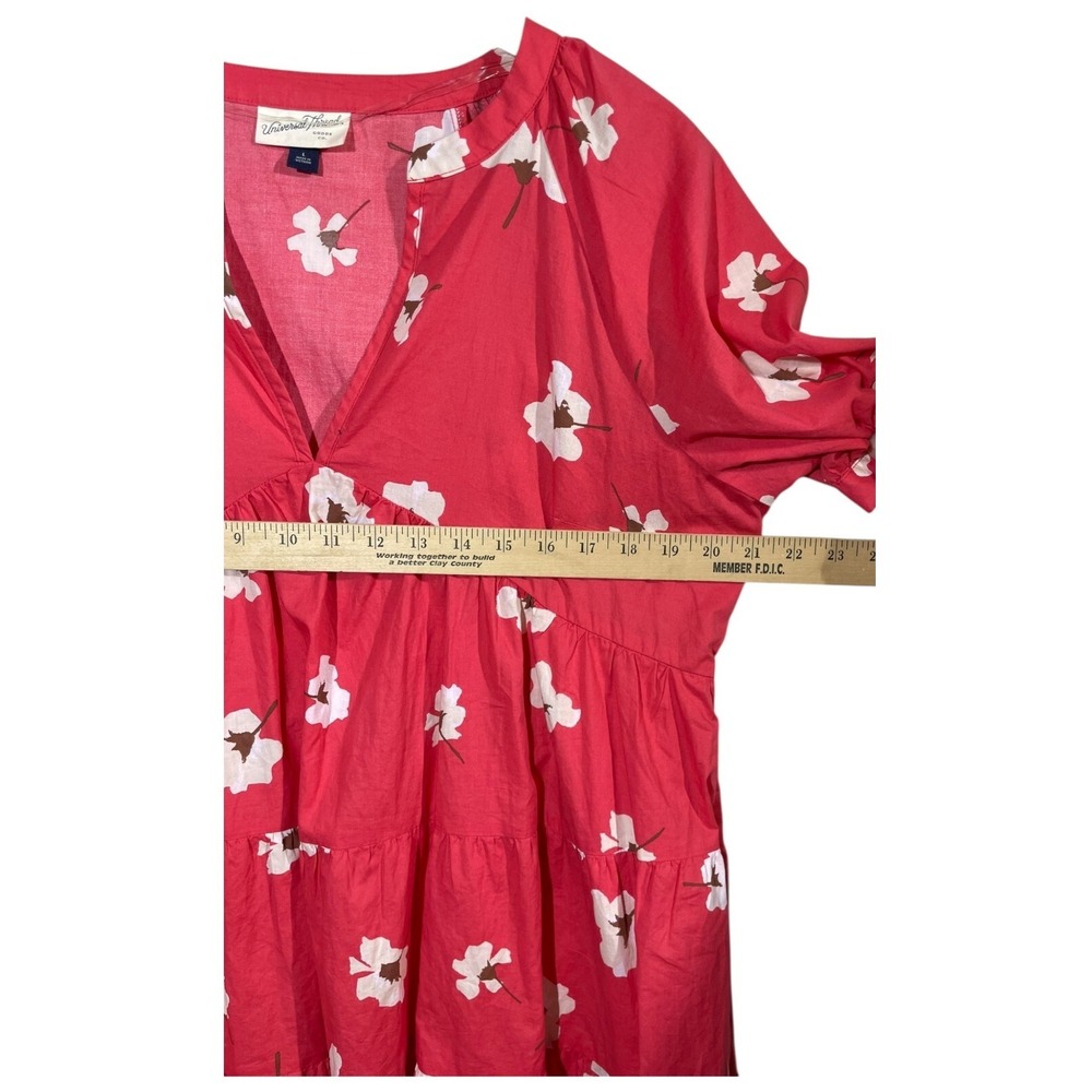 Universal Thread Puff Sleeve Floral Tiered Babydoll Dress Sz L Coral Beach Boho - Picture 11 of 14